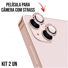 Película de Câmera Strass iPhone 15 e 15 Plus - Rosê
